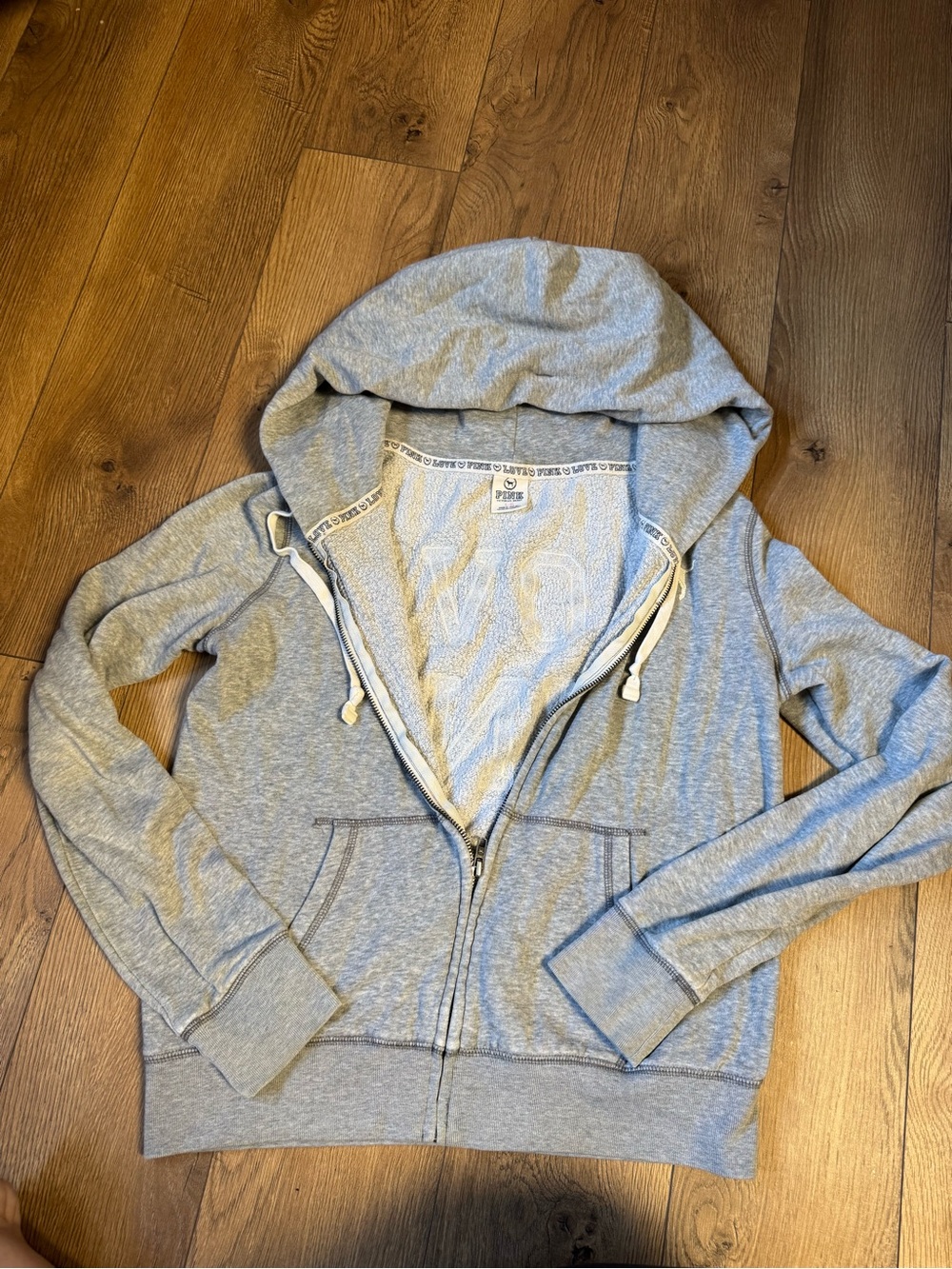 Victoria’s Secret Light Gray Zip-Up Hooded Sweatshirt